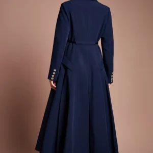 Alternative view of Langer Damen Mantel in Camel aus Crepe mit Gürtel – Elegant & Tailliert