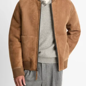 Herren Bomberjacke aus Veloursleder mit Lammfell-Futter – Warm & Zeitlos